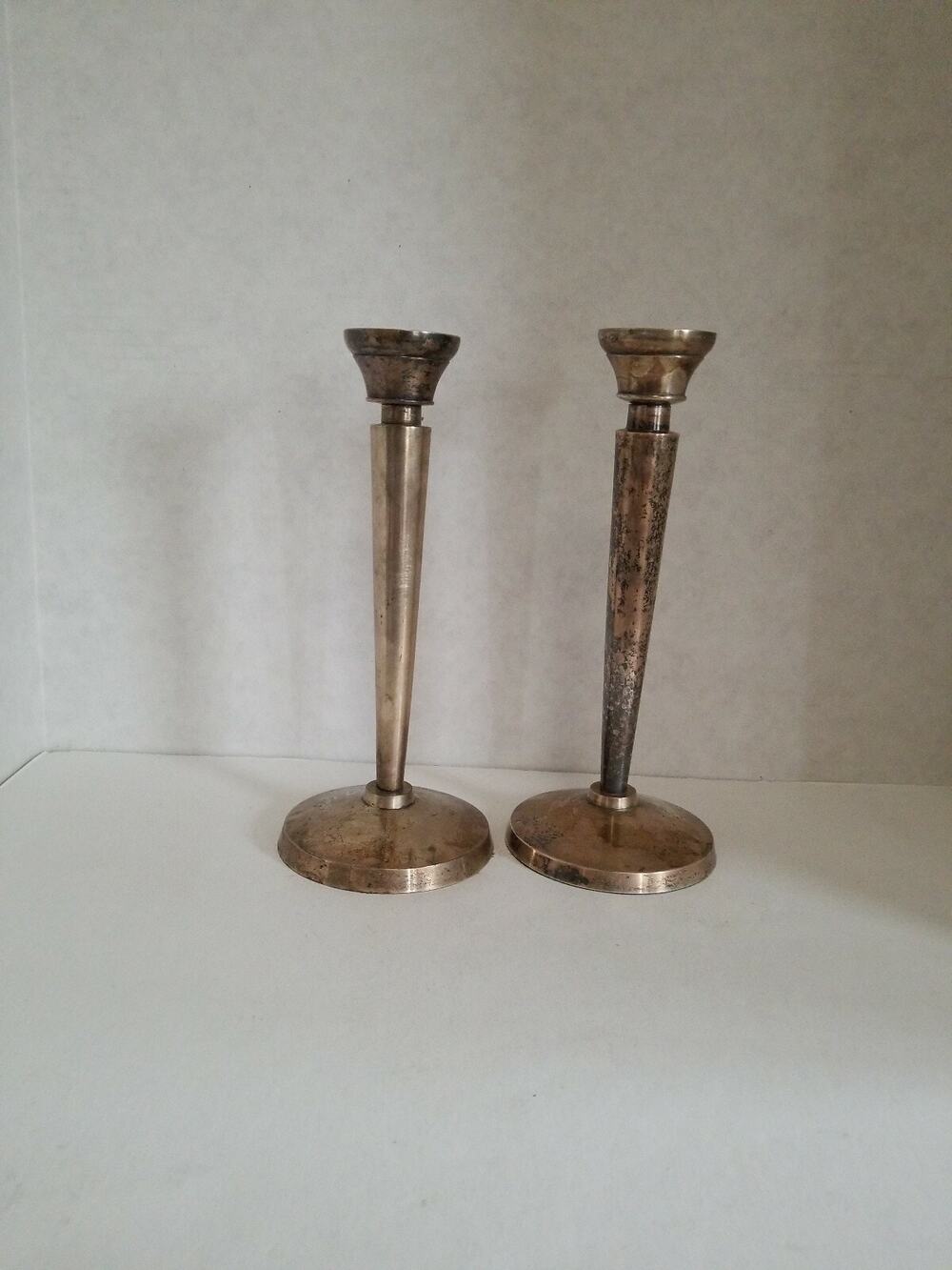 Pottery Barn Pair Of Silverplated 8.5" Candlesticks - Taper Candle Holder